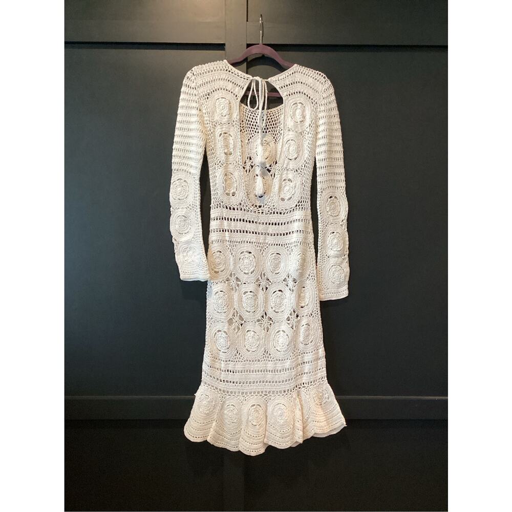 MAJORELLE white crochet boho Lincoln midi Dress size small - Picture 3 of 11